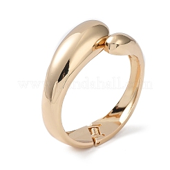 女性用合金ティアドロップ ヒンジ付きカフ バングル  ゴールドカラー  内径：2-3/8インチ（6.15cm）&nbsp;BJEW-A144-02G