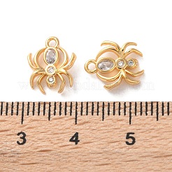 真鍮マイクロパヴェクリアキュービックジルコニアペンダント  クモのチャーム  18KGP本金メッキ  11x9x2mm  穴：1mm&nbsp;KK-L221-022G