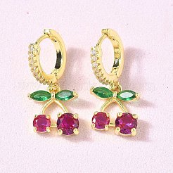 Cherry Brass Micro Pave Cubic Zirconia Hoop Earrings&nbsp;EJEW-U057-07G