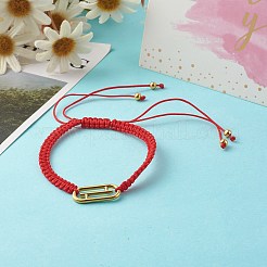 調節可能なナイロン糸編組ビーズブレスレット  304ステンレススチールリンクリング付き  オーバル  レッド  1/4インチ（0.5cm）  内径：2-1/2インチ（6.2~10.7cm）&nbsp;BJEW-JB06482-01