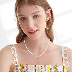8Pcs 2 Colors Glass Seed Beaded Rose Pendants&nbsp;PALLOY-TA00352