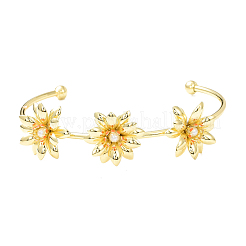 Alloy Flower Open Cuff Bangle for Women&nbsp;BJEW-D054-01G
