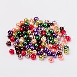 秋ミックスパールカラーのガラスパールビーズ  ミックスカラー  6mm  穴：1mm  約200個/袋&nbsp;HY-X006-6mm-06