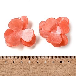 不透明3Dアクリルパーツ  花のチャーム  トマト  41x42.5x9.5mm  穴：2mm&nbsp;OACR-U007-02B-06