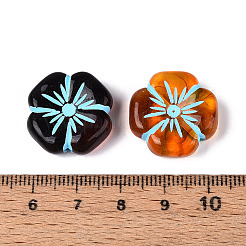 塗装された透明なアクリルビーズ  模造琥珀  花  シエナ  20x19.5x7mm  穴：2mm  約239個/500g&nbsp;OACR-T029-03I