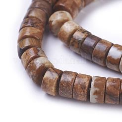 天然石ピクチャージャスパービーズ連売り  コラム  6~6.5x3.5mm  穴：1mm  約118個/連  15.5~15.7インチ（39.5~40cm）&nbsp;G-G783-09B
