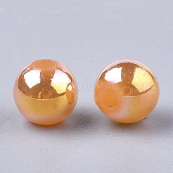 プラスチックビーズ  ABカラーメッキ  ラウンド  ダークオレンジ  6mm  穴：1.6mm  4500個/ 500g&nbsp;OACR-S027-6mm-06
