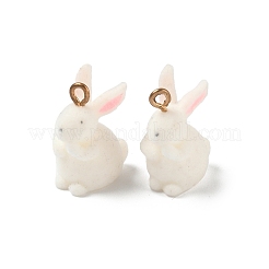 フロッキング樹脂ペンダント  兎  金色の鉄のループで  ゴールドカラー  24x11.5x16mm  穴：2mm&nbsp;LS-CRES-D306-07G