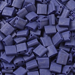 MIYUKIティラビーズ  日本製シードビーズ  2穴  （TL2075)つや消し不透明コバルト光沢  5x5x1.9mm  穴：0.8mm  約118個/10g&nbsp;X-SEED-J020-TL2075