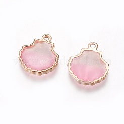 合金エナメルチャーム  シェル  ライトゴールド  ミックスカラー  18x15.5x2mm  穴：1.4mm&nbsp;PALLOY-F224-06G