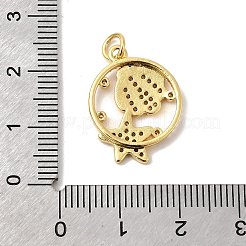 Brass Micro Pave Cubic Zirconia Pendants&nbsp;KK-P343-01E-G