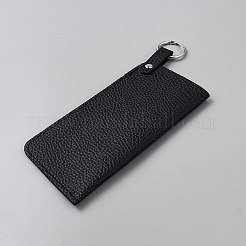 Pu レザー眼鏡ケース  合金のパーツと  長方形  ブラック  203x82x3.5mm&nbsp;AJEW-WH20097-010B-01
