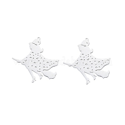 ステンレスペンダント201個  魔女  ステンレス鋼色  38x36x1mm  穴：1.4mm&nbsp;STAS-N090-LA902-1