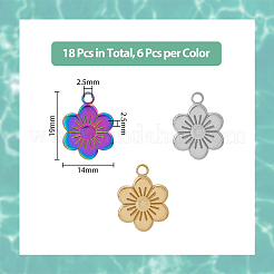 18Pcs 3 Colors 201 Stainless Steel Pendants&nbsp;STAS-DC0013-92