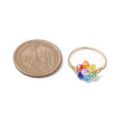 Flower Glass Finger Rings&nbsp;RJEW-JR00713-01