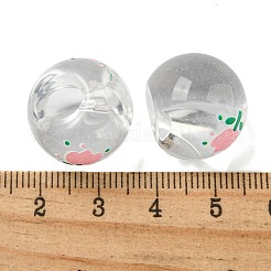 透明印刷アクリルビーズ  ティアドロップ  ピンク  18.5x18x18.5mm  穴：4mm&nbsp;OACR-H124-08