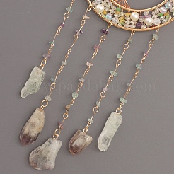 Copper Wire Wrapped Tree of Life Glass & Natural Green Aventurine Suncatchers&nbsp;HJEW-F027-14