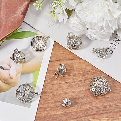 8Pcs 8 Styles Brass & Alloy Hollow Cage Pendants&nbsp;KK-SC0004-30