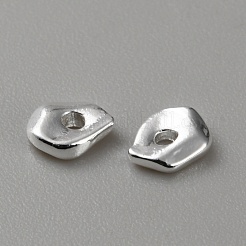 真鍮製スペーサービーズ  ナゲット  925銀メッキ  6x5x1.5mm  穴：1.4mm&nbsp;KK-WH20002-01S
