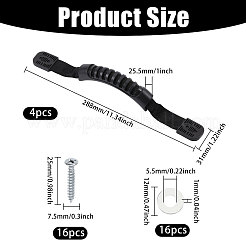 PVC製ダッグアウトカヌーハンドル  鉄ネジ付き  ブラック  288x31x25.5mm  穴：4.5mm＆8.5x5.5mm&nbsp;FIND-WH0367-35B