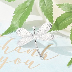 Anti-Tarnish 304 Stainless Steel Dragonfly Open Cuff Rings&nbsp;RJEW-M047-07P