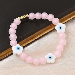 Brass & Plastic & Lampwork Beaded Stretch Bracelets for Women&nbsp;BJEW-F515-02G