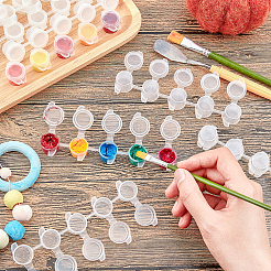 プラスチックペイントポットストリップ  蓋付き3ml 5ポットミニ空のペイントカップ  美術工芸用水彩顔料  透明  13.85x2.85x1.8cm&nbsp;DIY-PH0027-10