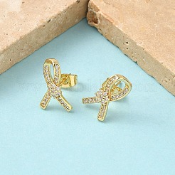 Brass Micro Pave Clear Cubic Zirconia Stud Earrings&nbsp;EJEW-Z144-05G