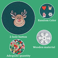 2 Bags 2-Hole Printed Wooden Buttons&nbsp;BUTT-SP0001-20