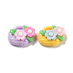 オペーク樹脂カボション  花の入ったバスケット  ミックスカラー  17x21.5x7.5mm&nbsp;RESI-G084-09