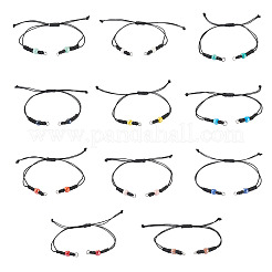 11Pcs 11 Colors Black Waxed Polyester Braided Cord Bracelet Making&nbsp;AJEW-TA00029