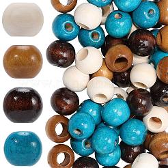 天然木ビーズ80色4個  ラウンド  ミックスカラー  19~20x15~20mm  穴：4.5~10mm  2個/カラー&nbsp;WOOD-PA0001-24
