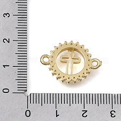 Brass Pave Clear Cubic Zirconia Ring Connector Charms&nbsp;KK-E802-10G