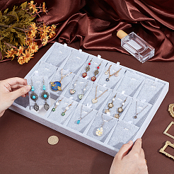 1スロットベルベットネックレス＆ペンダントオーガナイザーホルダー18個。  ペンダント収納用のジュエリートレイ  長方形  グレー  24x35x3cm&nbsp;ODIS-AR0001-09