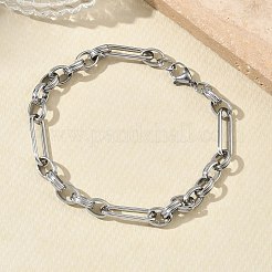 304ステンレススチール製ペーパークリップ＆ローロチェーンネックレス＆ブレスレットセット  ステンレス鋼色  605mm&nbsp;SJEW-D091-02P