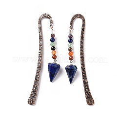 天然ラピスラズリのブックマーク  ラックメッキ合金フックブックマーク  カドミウムフリー＆鉛フリー  125x20mm&nbsp;AJEW-C025-01E