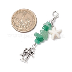 Chakra Natural & Synthetic Gemstone Chips Starfish Pendant Decoration&nbsp;HJEW-JM03004