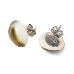 貝殻のスタッドピアス  半円  女性用304ステンレススチールスタッドピアス  ステンレス鋼色  11~14x13~15mm&nbsp;EJEW-JE07325