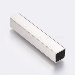 変色しにくい304ステンレススチールチューブビーズ  長方形  ステンレス鋼色  45x8x8mm  穴：7mm&nbsp;X-STAS-P196-16