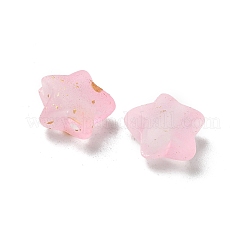 グラデーションカラー透明アクリルビーズ  金色の箔付き  スター  ピンク  9x10x5mm  穴：1.6mm  約：47個/ 10 G&nbsp;X1-OACR-M023-04J