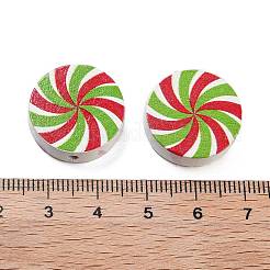 ウッドビーズ  キャンディ  緑黄  ラウンド  19.5x5.5mm  穴：2mm&nbsp;WOOD-M015-04A-02