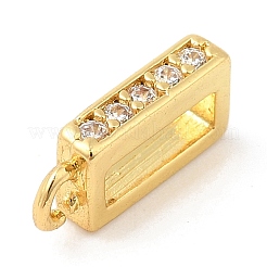 Rack Plating Brass Micro Pave Clear Cubic Zirconia Rectangle Pendant Bails&nbsp;KK-Q781-14G