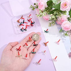 28個 7色 蝶結び スプレーペイント 合金 スタッドピアス 金具  925つのスターリングシルバーピン付き  カン付き  ミックスカラー  10x16mm  4個/カラー&nbsp;FIND-ME0003-95
