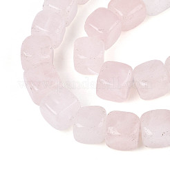 天然石ローズクォーツビーズ連売り  キューブ  8~10x8~10x8~10mm  穴：1.2mm  約38~39個/連  14.76~15.47''（37.5~39.3センチメートル）&nbsp;G-T139-91