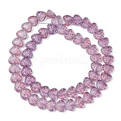 透明ガラスビーズ連売り  ハート  オールドローズ  13x15x7mm  穴：1mm  約55個/連  25.98''（66センチメートル）&nbsp;GLAA-H038-01D