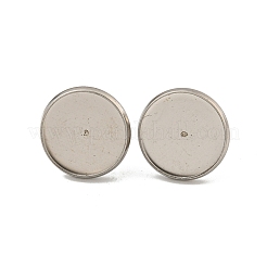 変色しない201ステンレススチールスタッドピアス金具  304ステンレスピン付き  ラウンド  ステンレス鋼色  トレイ：14mm  10.5x15.5x15.5mm&nbsp;STAS-O004-07E-P