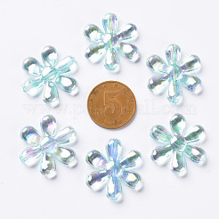 透明なアクリルビーズ  ABカラー  花  ターコイズ  25x4.5mm  穴：1.6mm  約375個/500g&nbsp;TACR-S154-35C-754