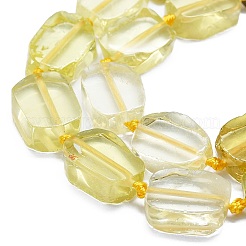 天然レモンクォーツ（加熱）ビーズ連売り  長方形  15~17x10~13x5~6mm  穴：1mm  約22個/連  15.94''（40.5センチメートル）&nbsp;G-K245-J03-B01