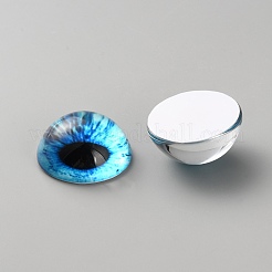 ガラス製キャットアイ装飾アイピース  半円  ライトスカイブルー  30x15mm&nbsp;DIY-WH0110-26A
