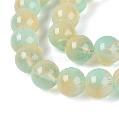アクリル模造キャットアイビーズ連売り  ラウンド  淡いターコイズ  9.5~10mm  穴：1~1.4mm  約85~89個/連  29.72~31.5インチ（75.5~80cm）&nbsp;OACR-Q197-01C-10